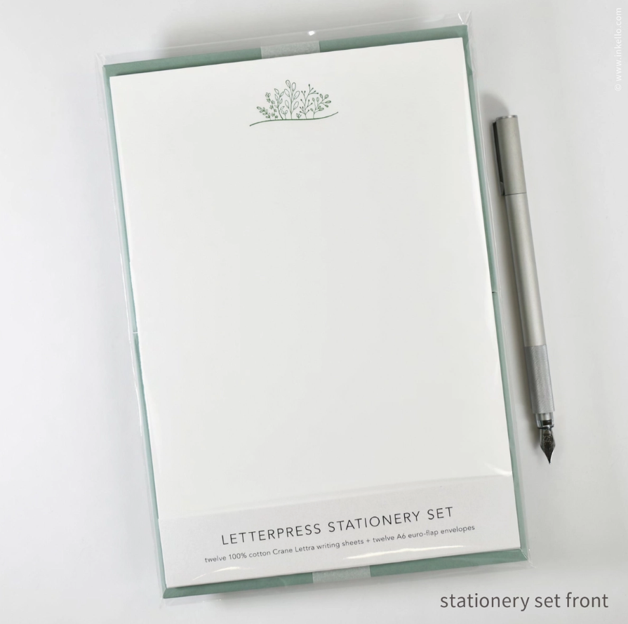 Stationery Set - Green Sprouts - Inkello Letterpress