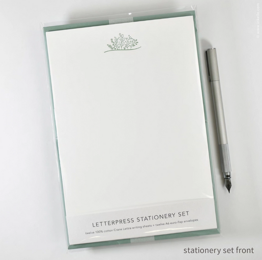 Stationery Set - Green Sprouts - Inkello Letterpress