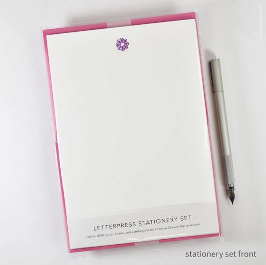 Stationery Set - Purple Flower - Inkello Letterpress