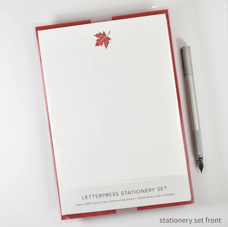 Stationery Set - Maple Leaf - Inkello Letterpress