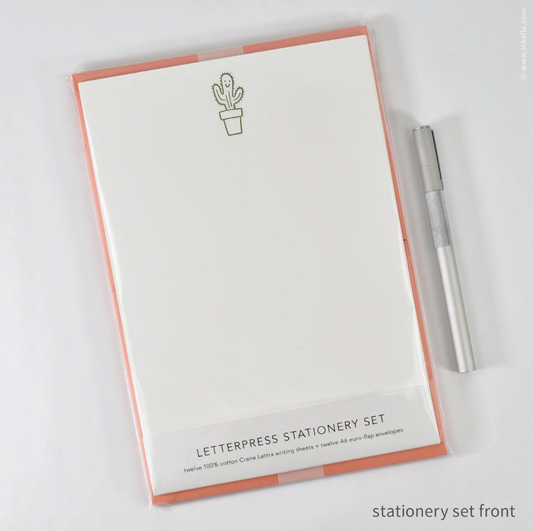 Stationery Set - Happy Cactus - Inkello Letterpress
